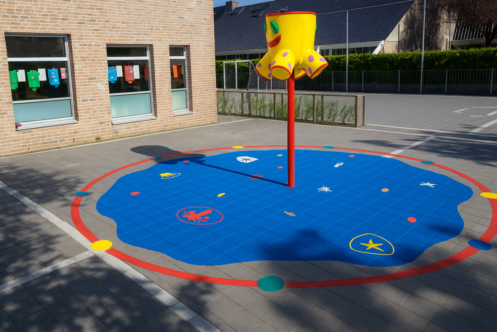 Betonverf op kleurrijk schoolplein