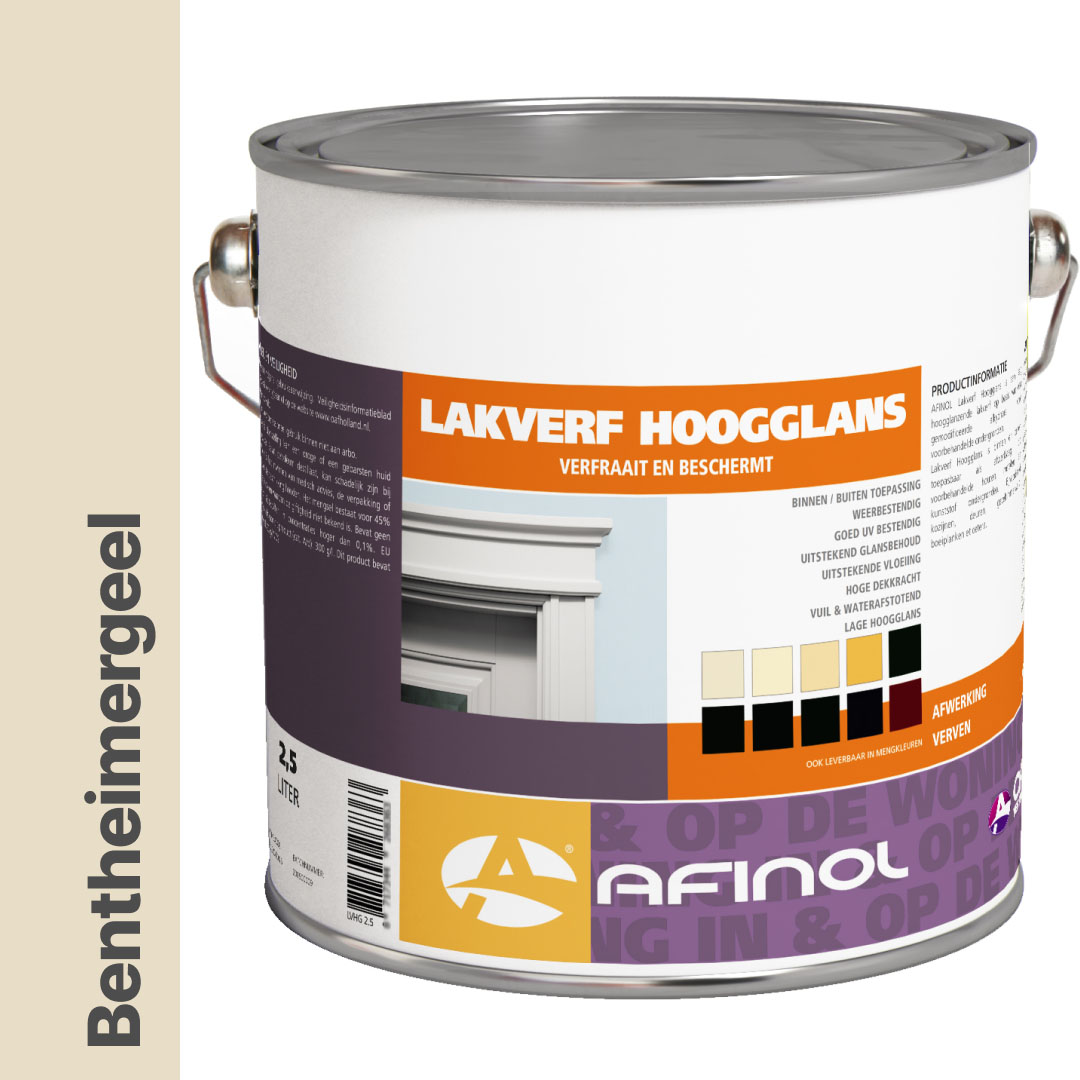 Afinol Hoogglans Lakverf Bentheimergeel (G0.08.84) 2,5 liter