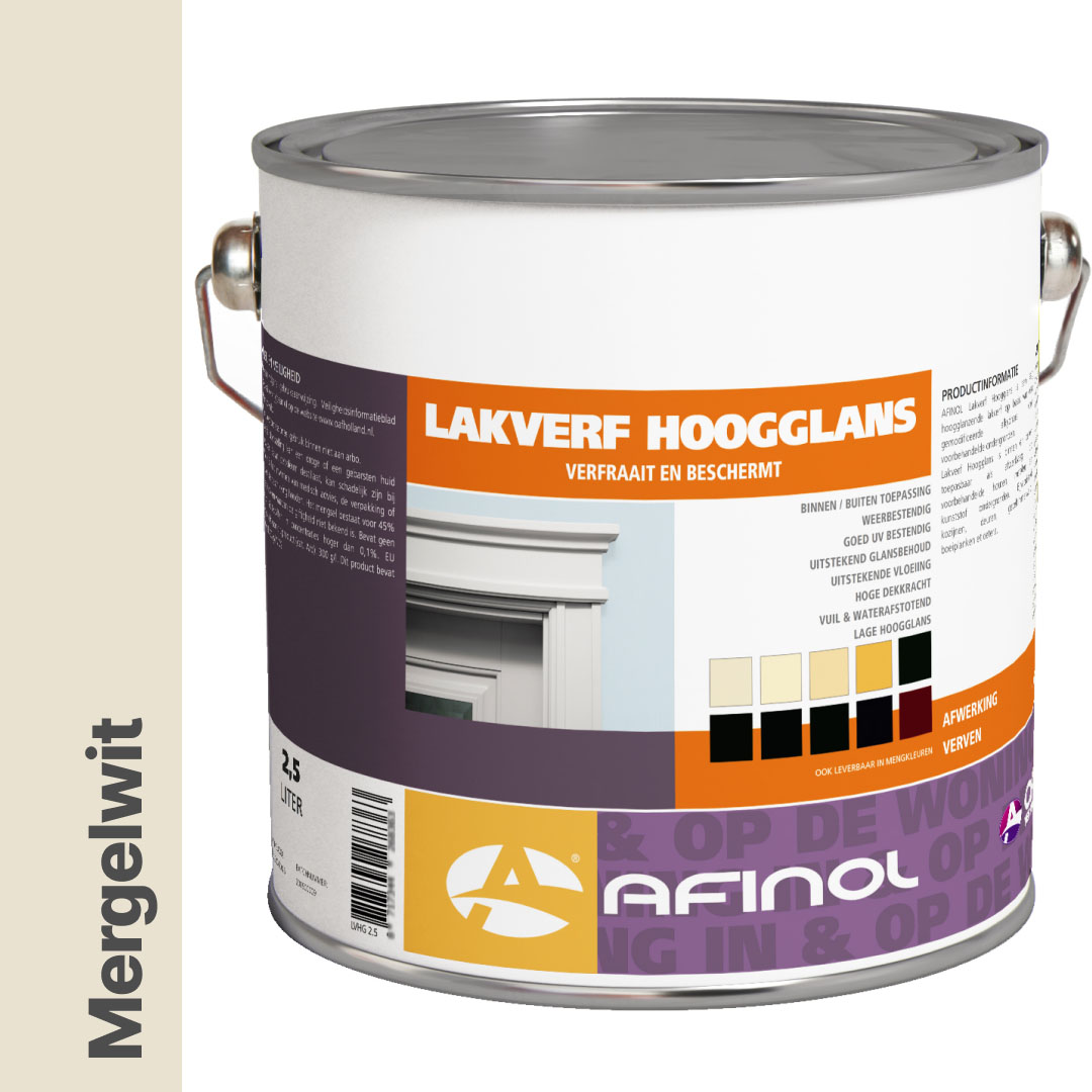 Afinol Hoogglans Lakverf Mergelwit (G0.05.85) 2,5 liter