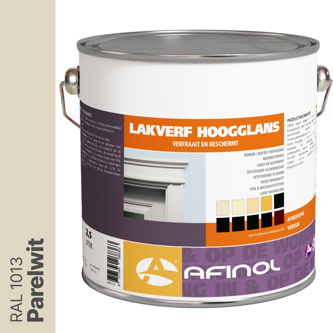 Afinol Hoogglans Lakverf Parelwit (RAL 1013) 2,5 liter