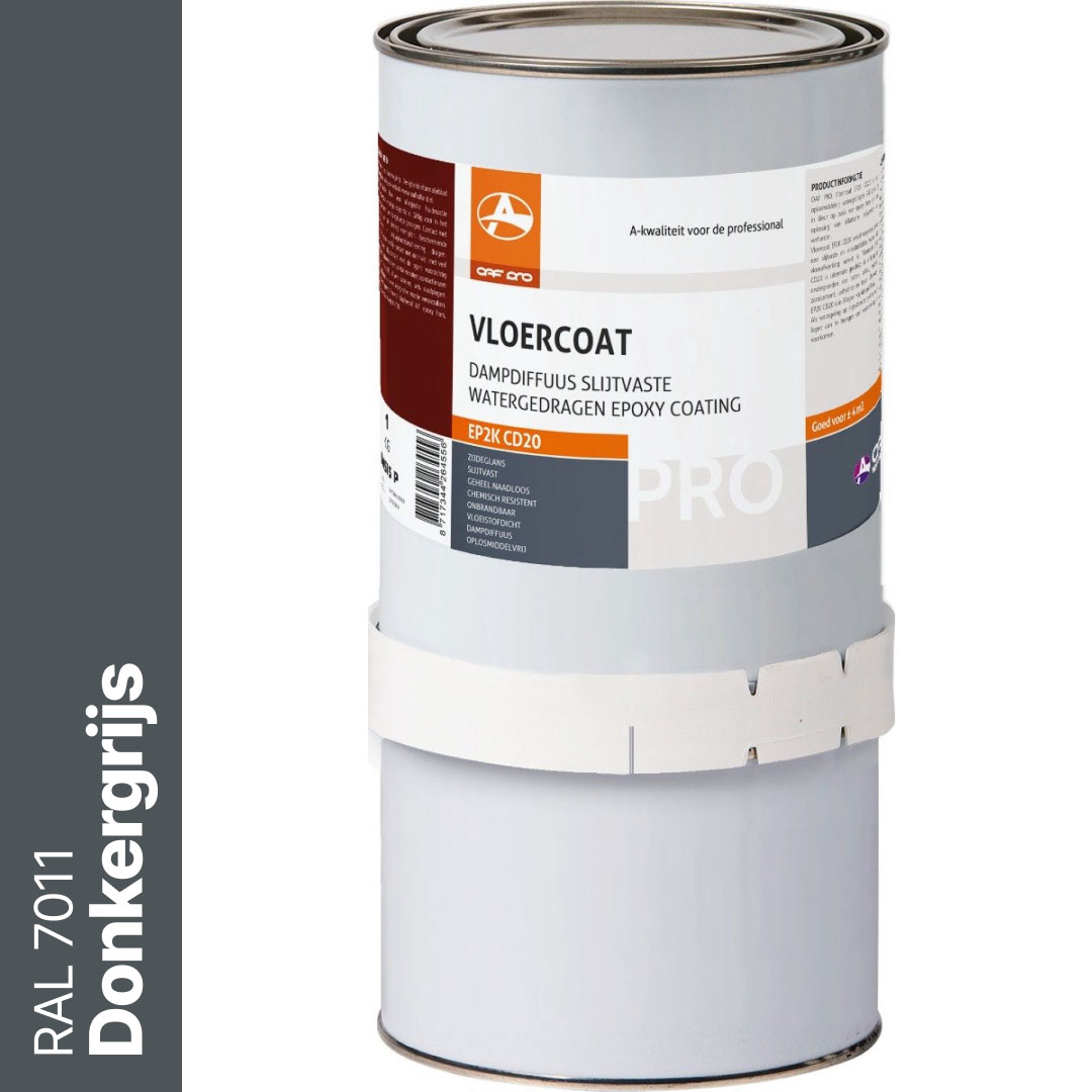 OAF PRO 2K Epoxy Vloercoating CD20 Donkergrijs (RAL 7011) 1 kg afbeelding 1